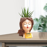 Maxbell Cute Head Succulent Plant Container Bust Flower Pot Home Cactus Planter D