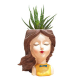 Maxbell Cute Head Succulent Plant Container Bust Flower Pot Home Cactus Planter D