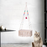 Maxbell Handmade Hanging Cat Bed Macrame Shelf Hand-woven Space Saver Living Hall