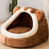 Maxbell Cute Pet Bed Cat Dog Nest Bed Kennel Warm Comfortable for Kitten Sleeping Brown S