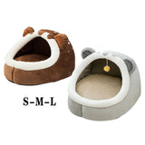 Maxbell Cute Pet Bed Cat Dog Nest Bed Kennel Warm Comfortable for Kitten Sleeping Brown S