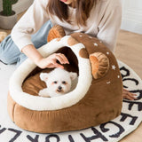 Maxbell Cute Pet Bed Cat Dog Nest Bed Kennel Warm Comfortable for Kitten Sleeping Brown S