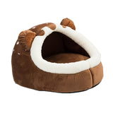 Maxbell Cute Pet Bed Cat Dog Nest Bed Kennel Warm Comfortable for Kitten Sleeping Brown S