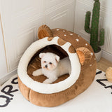 Maxbell Cute Pet Bed Cat Dog Nest Bed Kennel Warm Comfortable for Kitten Sleeping Brown S