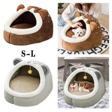 Maxbell Cute Pet Bed Cat Dog Nest Bed Kennel Warm Comfortable for Kitten Sleeping Brown S