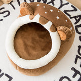 Maxbell Cute Pet Bed Cat Dog Nest Bed Kennel Warm Comfortable for Kitten Sleeping Brown S