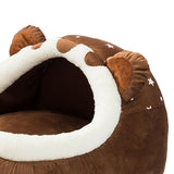 Maxbell Cute Pet Bed Cat Dog Nest Bed Kennel Warm Comfortable for Kitten Sleeping Brown S