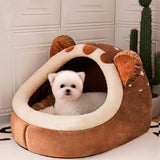 Maxbell Cute Pet Bed Cat Dog Nest Bed Kennel Warm Comfortable for Kitten Sleeping Brown S