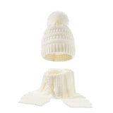 Maxbell 2Pcs Baby Winter Warm Hat Kids Knit Beanie Scarf Set Windproof White 2PCS