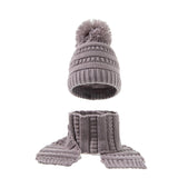 Maxbell 2Pcs Baby Winter Warm Hat Kids Knit Beanie Scarf Set Windproof Gray 2PCS