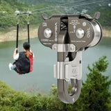 Maxbell 22KN Zip Line Cable Trolley Fast Speed Dual Pulley Rigging System Grey