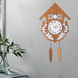 Maxbell Wood Pendulum Wall Clock Roman Numeral Clocks for Indoor Bedroom Decoration