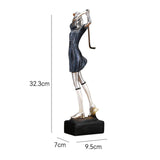 Maxbell Golfer Figurine Tabletop Bookcase Cabinet Resin Statue Artwork Gift Women