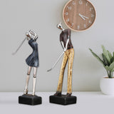 Maxbell Golfer Figurine Tabletop Bookcase Cabinet Resin Statue Artwork Gift Couple