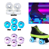 Maxbell 4pcs Roller Skate Wheels Light up LED Flash for Double Row Skating Blue