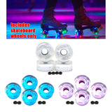 Maxbell 4pcs Roller Skate Wheels Light up LED Flash for Double Row Skating Blue