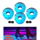 Maxbell 4pcs Roller Skate Wheels Light up LED Flash for Double Row Skating Blue