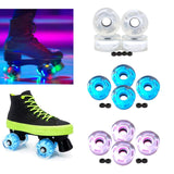 Maxbell 4pcs Roller Skate Wheels Light up LED Flash for Double Row Skating Blue