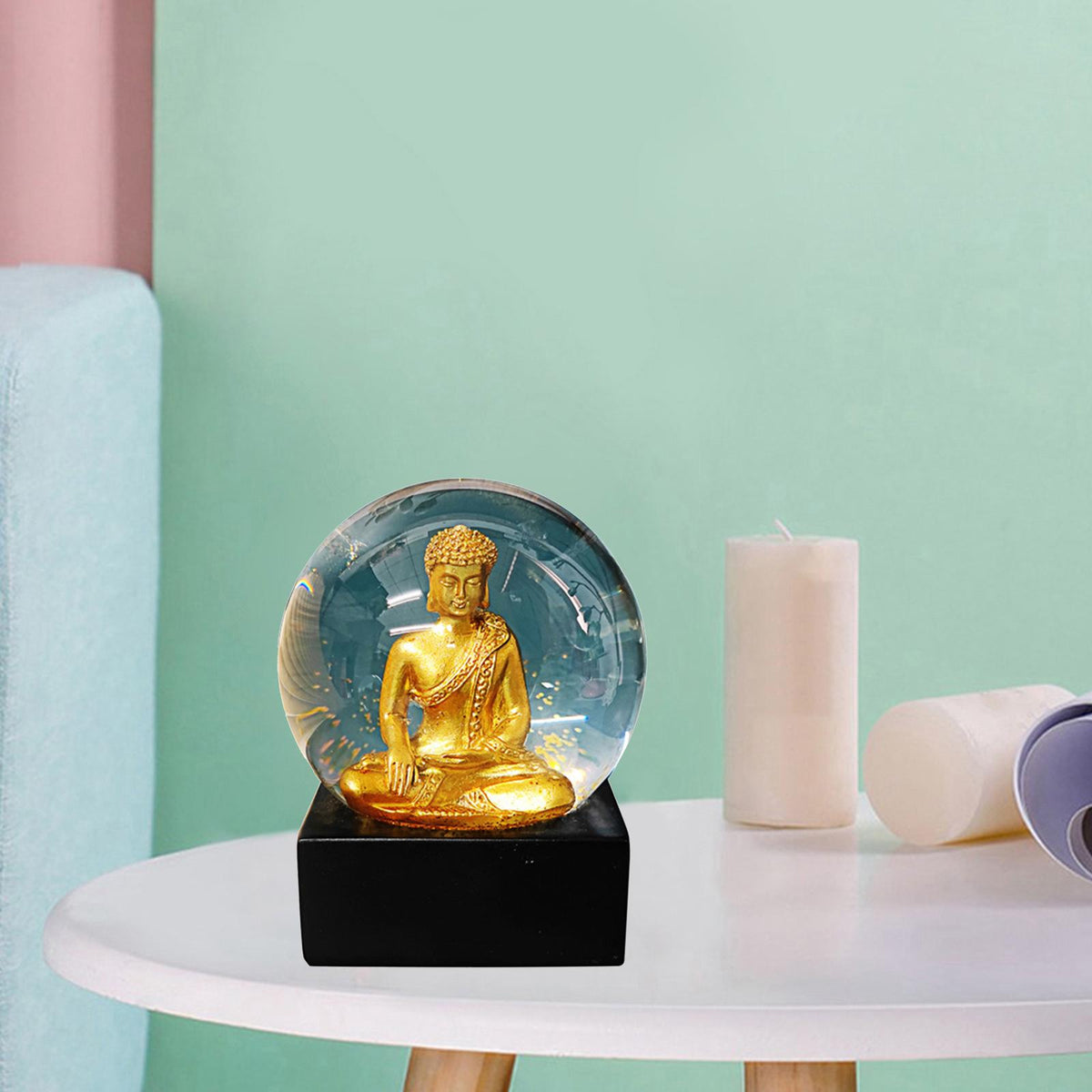Maxbell Buddha Statue Feng Shui Decoration Collectibles for Tabletop Home Black base