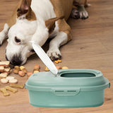 Maxbell Folding Pet Food Container with Lid Large Dry Foods Plastic Rice Bucket Bin Green