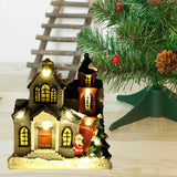 Maxbell Resin Christmas Scene Snow House Light Up Village Decor Santa Claus and Tree