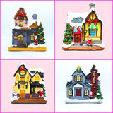 Maxbell Resin Christmas Scene Snow House Light Up Village Decor Santa Claus and Tree