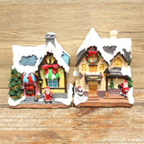 Maxbell Resin Christmas Scene Snow House Light Up Village Decor Santa Claus and Tree