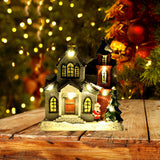 Maxbell Resin Christmas Scene Snow House Light Up Village Decor Santa Claus and Tree