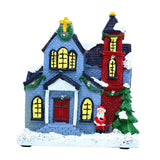 Maxbell Resin Christmas Scene Snow House Light Up Village Decor Santa Claus and Tree