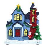 Maxbell Resin Christmas Scene Snow House Light Up Village Decor Santa Claus and Tree