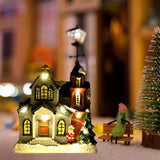 Maxbell Resin Christmas Scene Snow House Light Up Village Decor Santa Claus and Tree