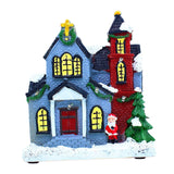 Maxbell Resin Christmas Scene Snow House Light Up Village Decor Santa Claus and Tree