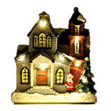 Maxbell Resin Christmas Scene Snow House Light Up Village Decor Santa Claus and Tree