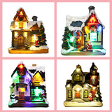 Maxbell Resin Christmas Scene Snow House Light Up Village Decor Santa Claus and Tree