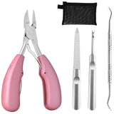 Maxbell Nail Clippers Set Toenail Nipper Stainless Steel for Trim Thick Nails Men Rose Gold