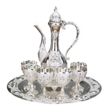 Maxbell 8 PCS European Style Wine Decanter Set With Cups And Tray Silver White