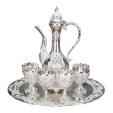 Maxbell 8 PCS European Style Wine Decanter Set With Cups And Tray Silver White