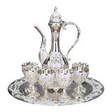 Maxbell 8 PCS European Style Wine Decanter Set With Cups And Tray Silver White