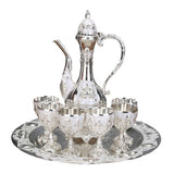 Maxbell 8 PCS European Style Wine Decanter Set With Cups And Tray Silver White