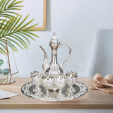 Maxbell 8 PCS European Style Wine Decanter Set With Cups And Tray Silver White
