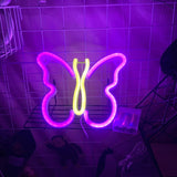 Maxbell Butterfly Neon Signs USB LED Night Light Wall Art Light Pink Warm White