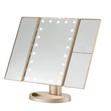 Maxbell Trifold LED Makeup Mirror Touch Screen Portable Dimmable for Travel Women Rose Gold