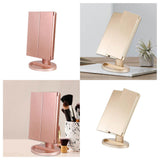 Maxbell Trifold LED Makeup Mirror Touch Screen Portable Dimmable for Travel Women Rose Gold