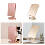 Maxbell Trifold LED Makeup Mirror Touch Screen Portable Dimmable for Travel Women Rose Gold