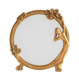 Maxbell Makeup Mirror Carved Ornaments Round for Tabletop Bathroom Dresser Vanity