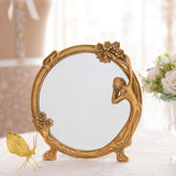 Maxbell Makeup Mirror Carved Ornaments Round for Tabletop Bathroom Dresser Vanity