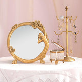 Maxbell Makeup Mirror Carved Ornaments Round for Tabletop Bathroom Dresser Vanity