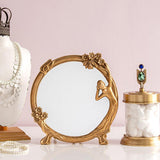 Maxbell Makeup Mirror Carved Ornaments Round for Tabletop Bathroom Dresser Vanity