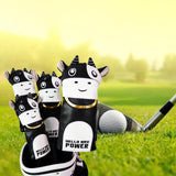 Maxbell 4Pcs Embroidered Golf Club Head Cover Driver Wood Headcover Protector Black