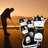 Maxbell 4Pcs Embroidered Golf Club Head Cover Driver Wood Headcover Protector Black